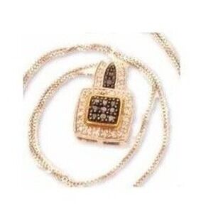 Sterling Silver Clear Black Stone‎ Pendant Box Link Chain Necklace Sgd 925 JWBR